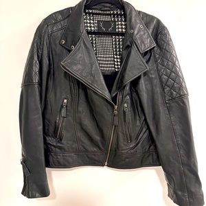 Classic Black Leather Moto Jacket - Women